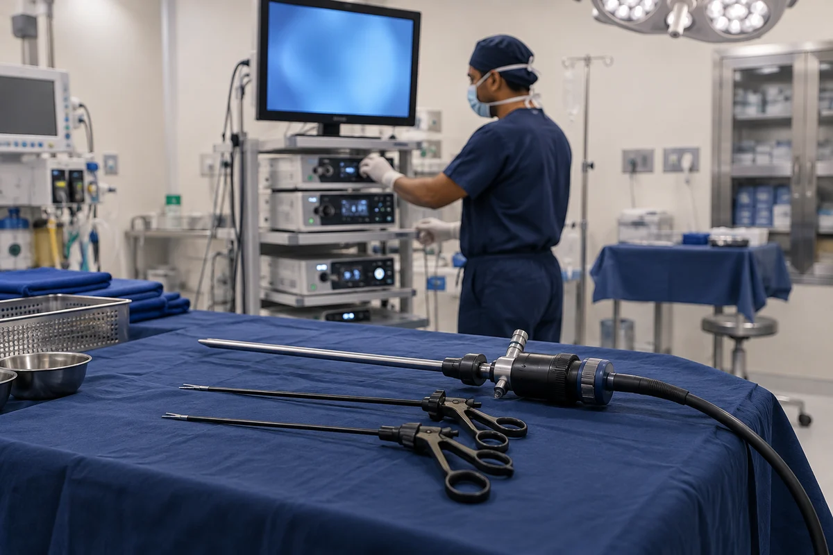 Laparoscopic instruments prepared in a clean operating theatre
