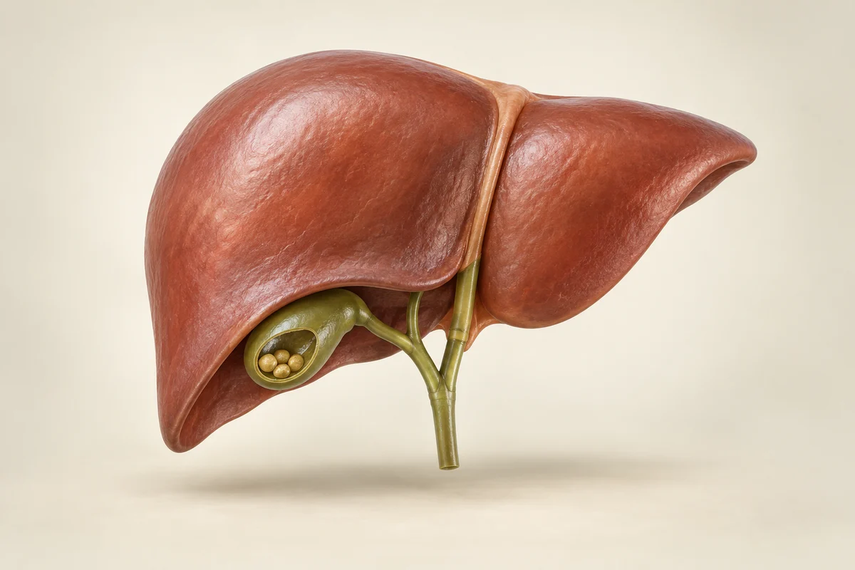A three-dimensional liver and gallbladder model with gallstones